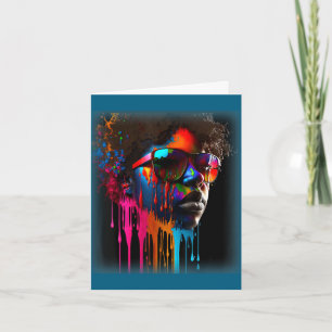 Womens black queen melanin dripping art black card