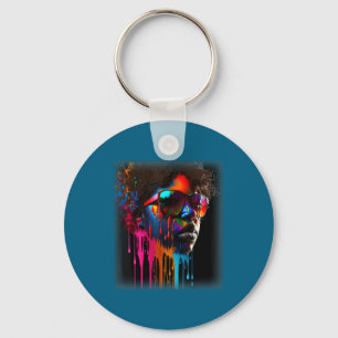Womens black queen melanin dripping art black key ring