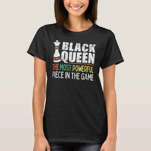 Womens Black Queen Most Powerful Chess African Ame T-Shirt (Front)
