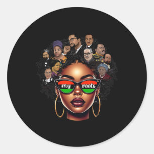 Womens Black Queen Pride Afro Girl Bhm Black Histo Classic Round Sticker