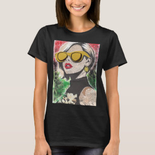 Women's Black T-Shirt Vintage Pop Art Collage Woma