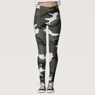 Women's Black White Grey Camouflage Leggings