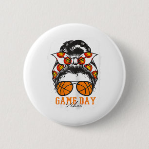 Womens Bleached Basketball Game Day Vibes Mum Mess 6 Cm Round Badge