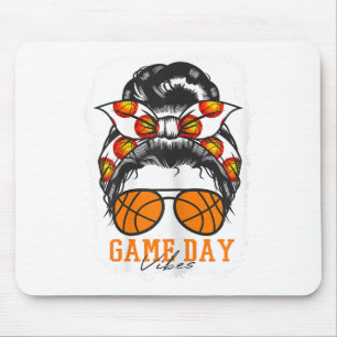 Womens Bleached Basketball Game Day Vibes Mum Mess Mouse Pad