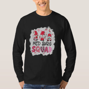 Womens Bleached Med Surg Squad Gnomies Nurse Heart T-Shirt
