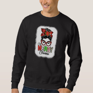 Womens Bleached Red Plaid One Merry Granna Messy B Sweatshirt
