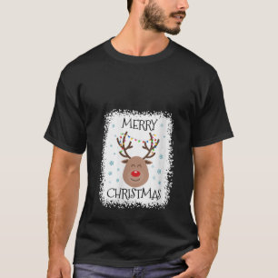 Womens Bleached Rudolph Red Nose Reindeer Face Mer T-Shirt