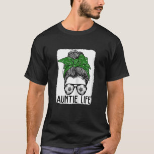 Womens Bleached Soccer Auntie Messy Bun Mum Life M T-Shirt