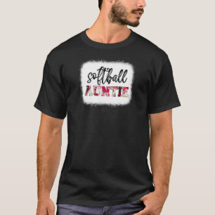 Womens Bleached Softball Auntie Softball Game Day T-Shirt