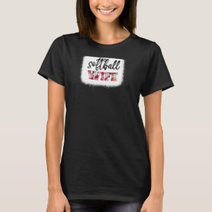 Womens Bleached Softball Wife Softball Game Day Vi T-Shirt