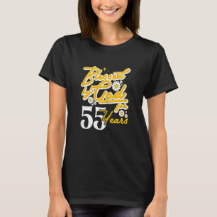 Womens Blessed By God for 55 years Women Floral 55 T-Shirt