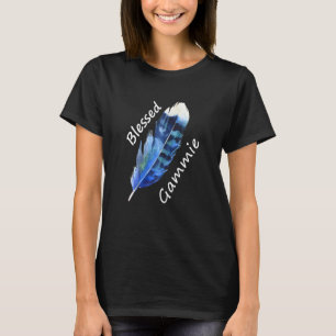 Womens Blessed Gammie Graphic S Letter Feather T-Shirt