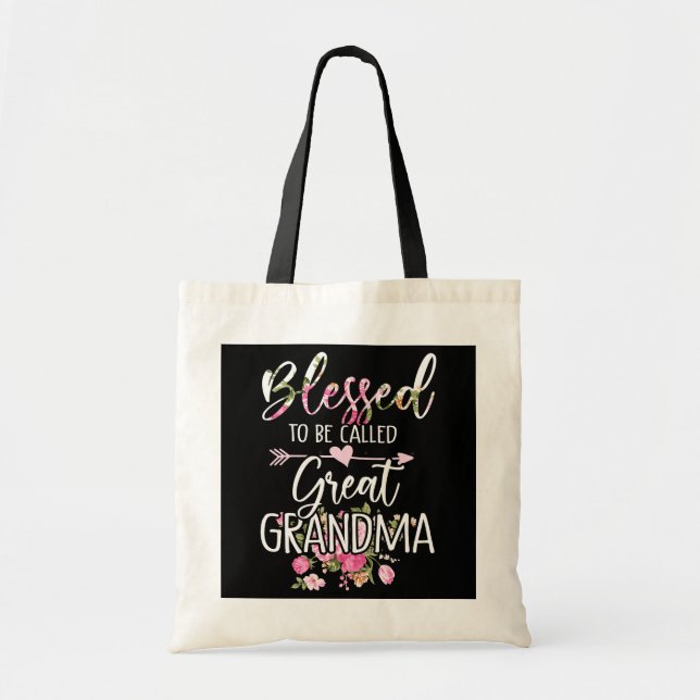 Womens Blessed Great Grandma Floral Mother's Day  Tote Bag (Front)