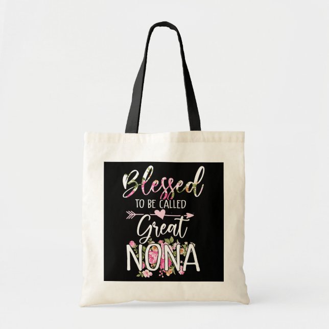 Womens Blessed Great Nona Floral Mother's Day  Tote Bag (Front)