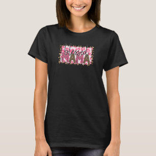 Womens Blessed Mama Mum Leopard Pattern Happy Moth T-Shirt