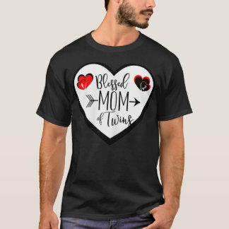 Womens Blessed Mum Of Twins Gift  T-Shirt