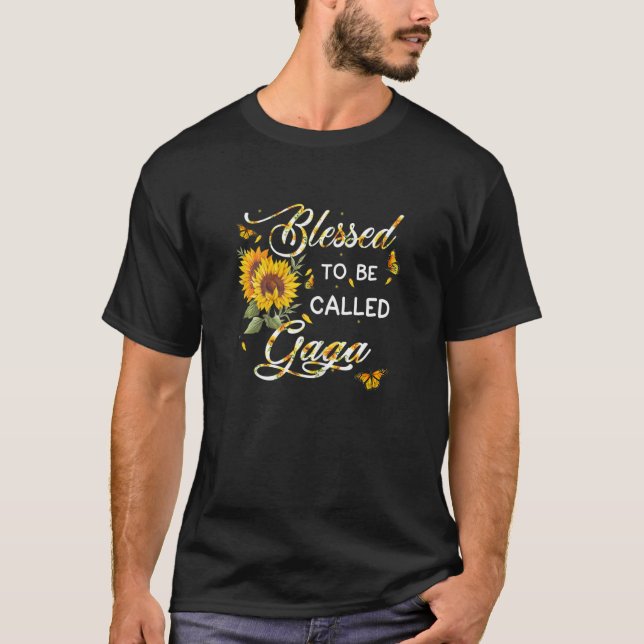Womens Blessed To Be Called Gaga Sunflower  Mother T-Shirt (Front)