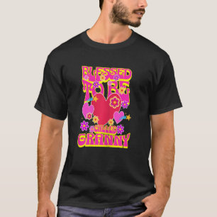 Womens Blessed To Be Called Granny Heart Groovy Fl T-Shirt