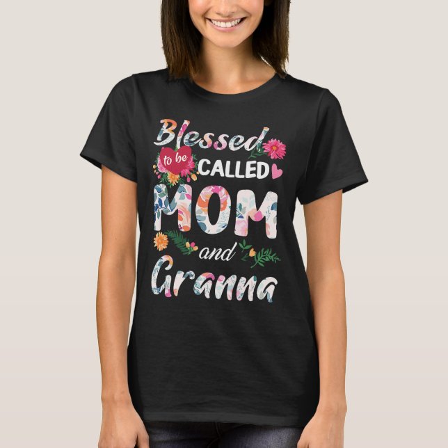 Womens Blessed To Be Called Mum And Granna Gift Mo T-Shirt (Front)