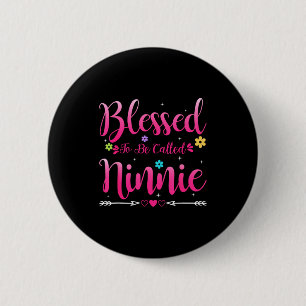 Womens blessed to be called ninnie heart mother's 6 cm round badge