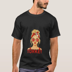 Womens Blond Turkish Girl Turkey Flag Turkish Girl T-Shirt