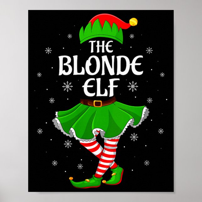 Womens Blonde Elf Christmas Family Girls Women Elf Poster (Front)