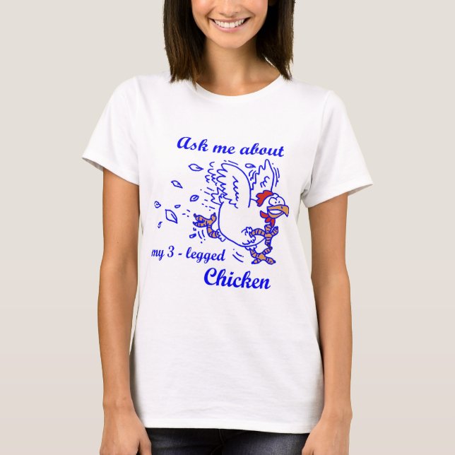 Women's blue 3-legged chicken shirt (Front)