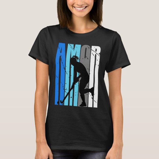 Womens Blue Amor Hockey Season Fan Girl College St T-Shirt (Front)