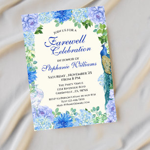 Women's Blue Floral Farewell Party Invitation