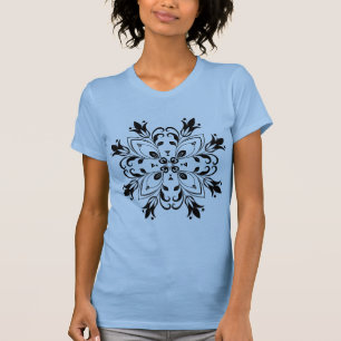Women's Blue Floral Medallion T -Shirt T-Shirt