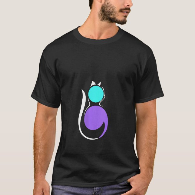 Womens Blue Purple Semicolon Cat Semi Colon Tattoo T-Shirt (Front)