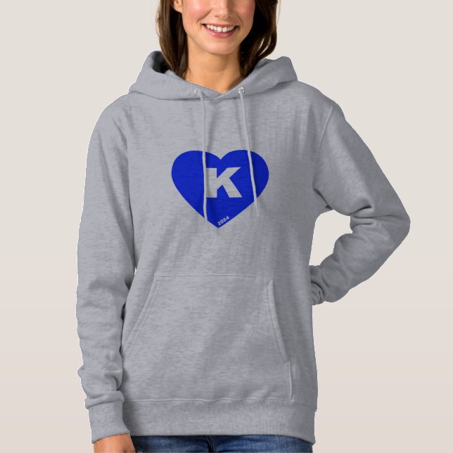 Women's Blue & White K-Heart Hoodie (Front)