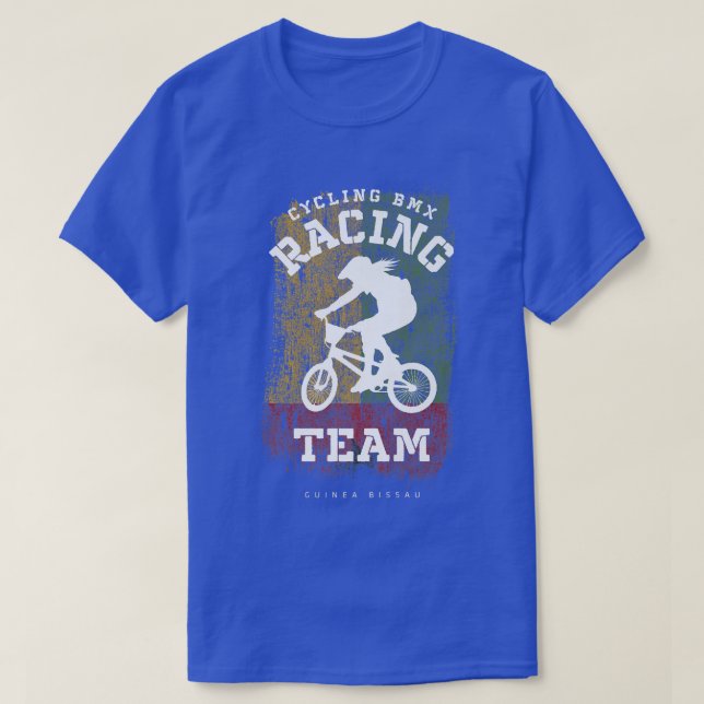 Womens BMX Bike Guinea Bissau Flag Biking Cycling  T-Shirt (Design Front)