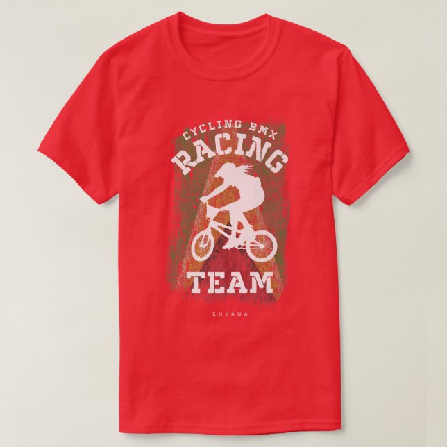 Womens BMX Bike Guyana Flag Biking Cycling Racing  T-Shirt (Design Front)