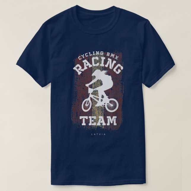Womens BMX Bike Latvia Flag Biking Cycling Racing  T-Shirt (Design Front)