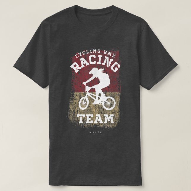 Womens BMX Bike Malta Flag Biking Cycling Racing B T-Shirt (Design Front)