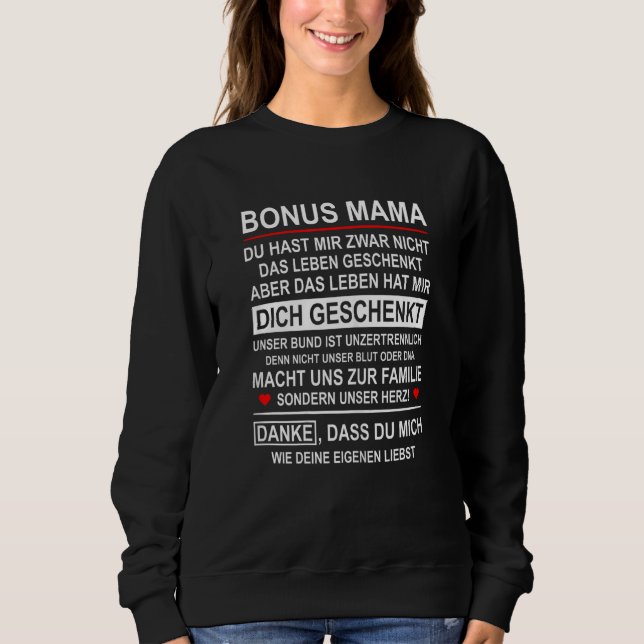 Womens Bonus Mama Step Mother Mother Pull Mother M Sweatshirt (Front)