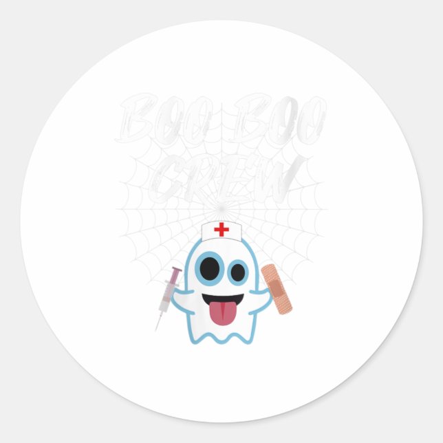 Womens Boo Boo Crew Funny Nurse Halloween Ho Classic Round Sticker (Front)
