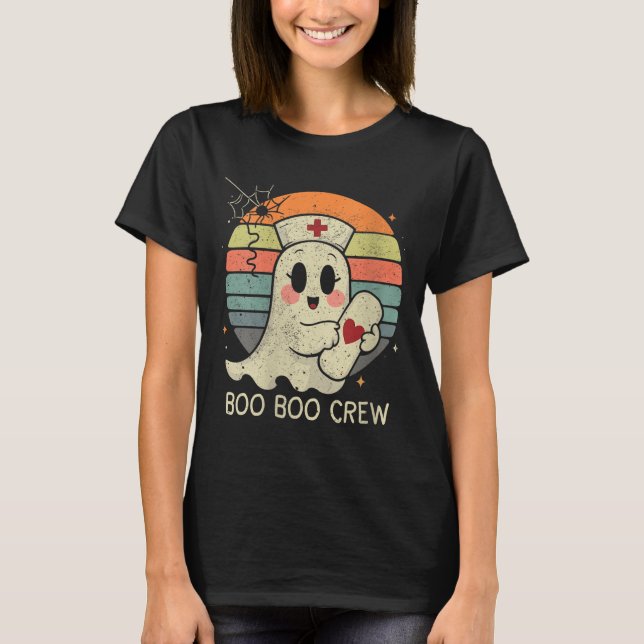 Womens Boo Boo Crew Nurse Halloween For Women V-ne T-Shirt (Front)