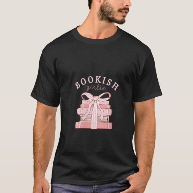 Womens Bookish Girlie Coquette Bow Book Lover Pink T-Shirt (Front)