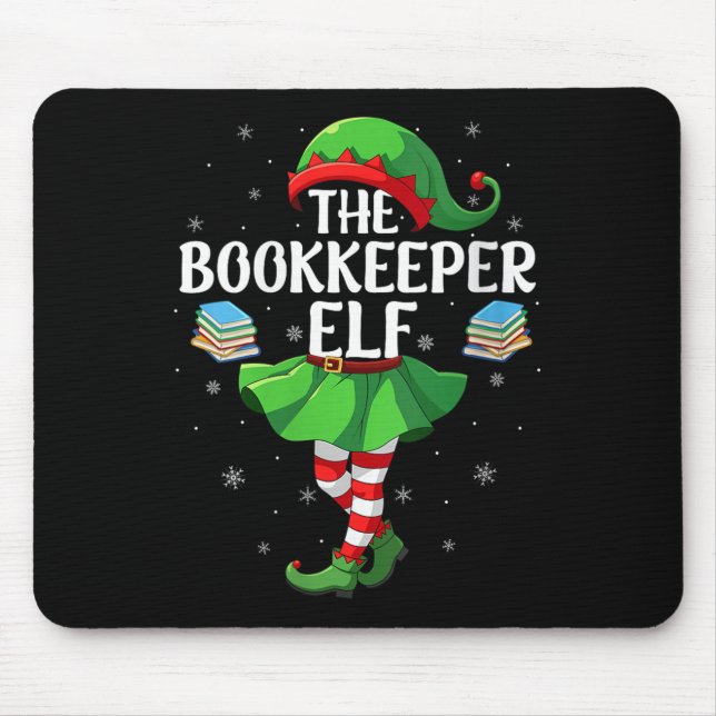 Womens Bookkeeper Elf Christmas Girls Women Elf Sq Mouse Pad (Front)