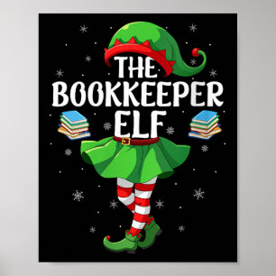 Womens Bookkeeper Elf Christmas Girls Women Elf Sq Poster