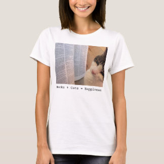 Women's Books + Cats = Happiness Tee