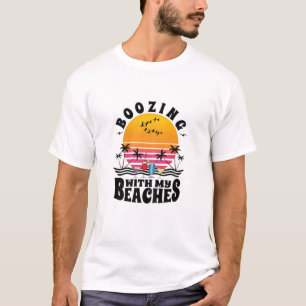 Womens Boozing With My Beaches Bachelorette Drinki T-Shirt