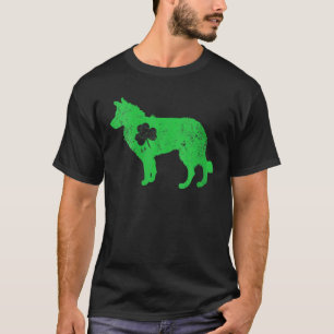 Womens Border Collie Irish Clover St Patrick Day T-Shirt