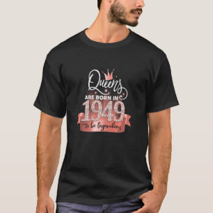 Womens Born In 1949 I Elegant Black Rose Party Out T-Shirt