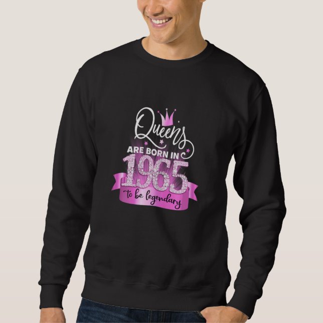 Womens Born In 1965 I Elegant Pink Black Party Out Sweatshirt (Front)