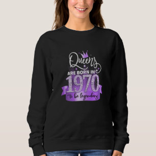Womens Born In 1970 I Elegant Purple Black Party O Sweatshirt