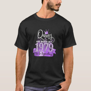 Womens Born In 1979 I Elegant Purple Black Party O T-Shirt