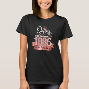 Womens Born In 1986 I Elegant Black Rose Party Out T-Shirt